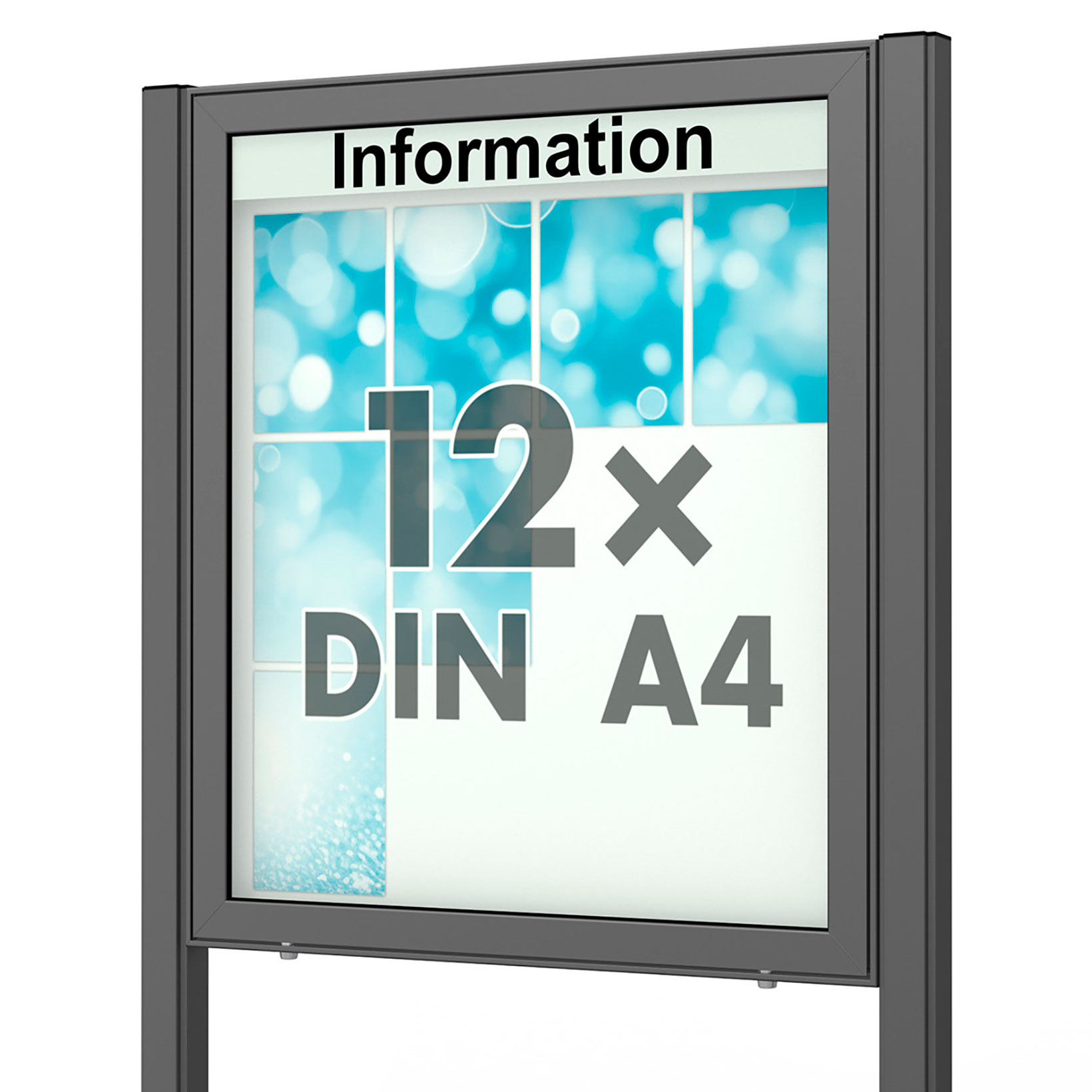 12 x DIN A4 Schaukasten Planus - mit Standbeinen - DB 703 (anthrazit)